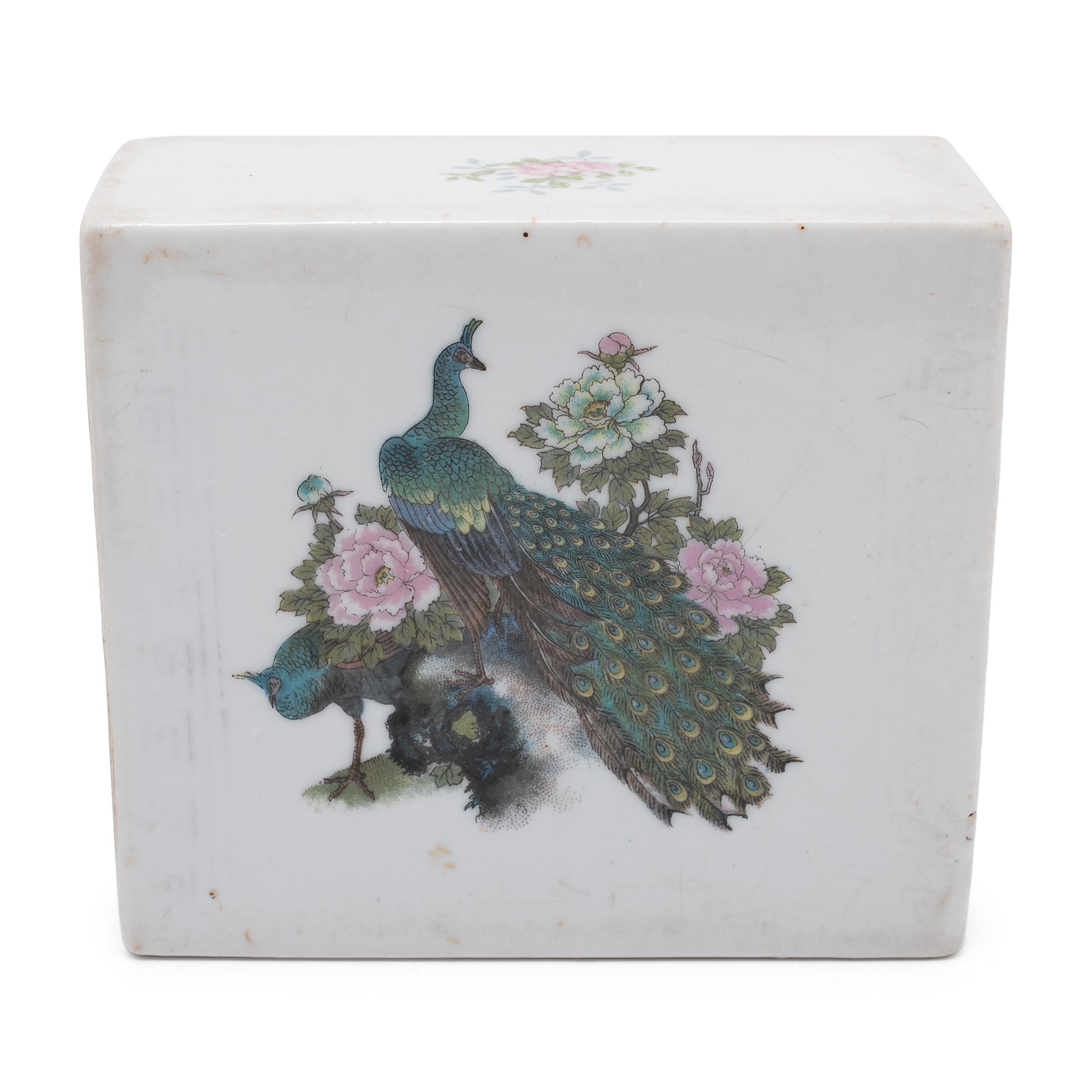 Chinese Export Chinese Peacock and Peonies Headrest For Sale