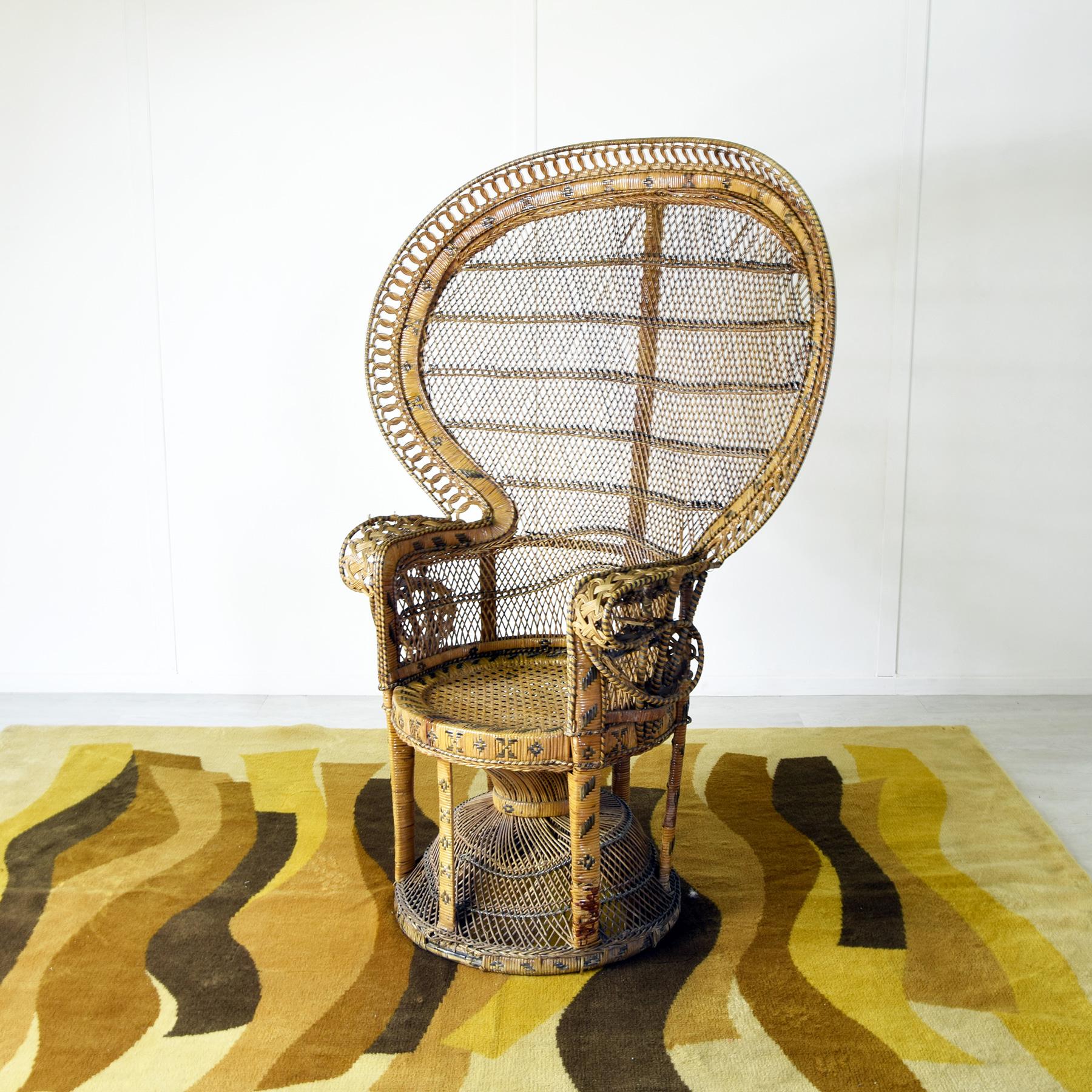 Mid-Century Modern Peacock armchair Emanuelle 1970s For Sale