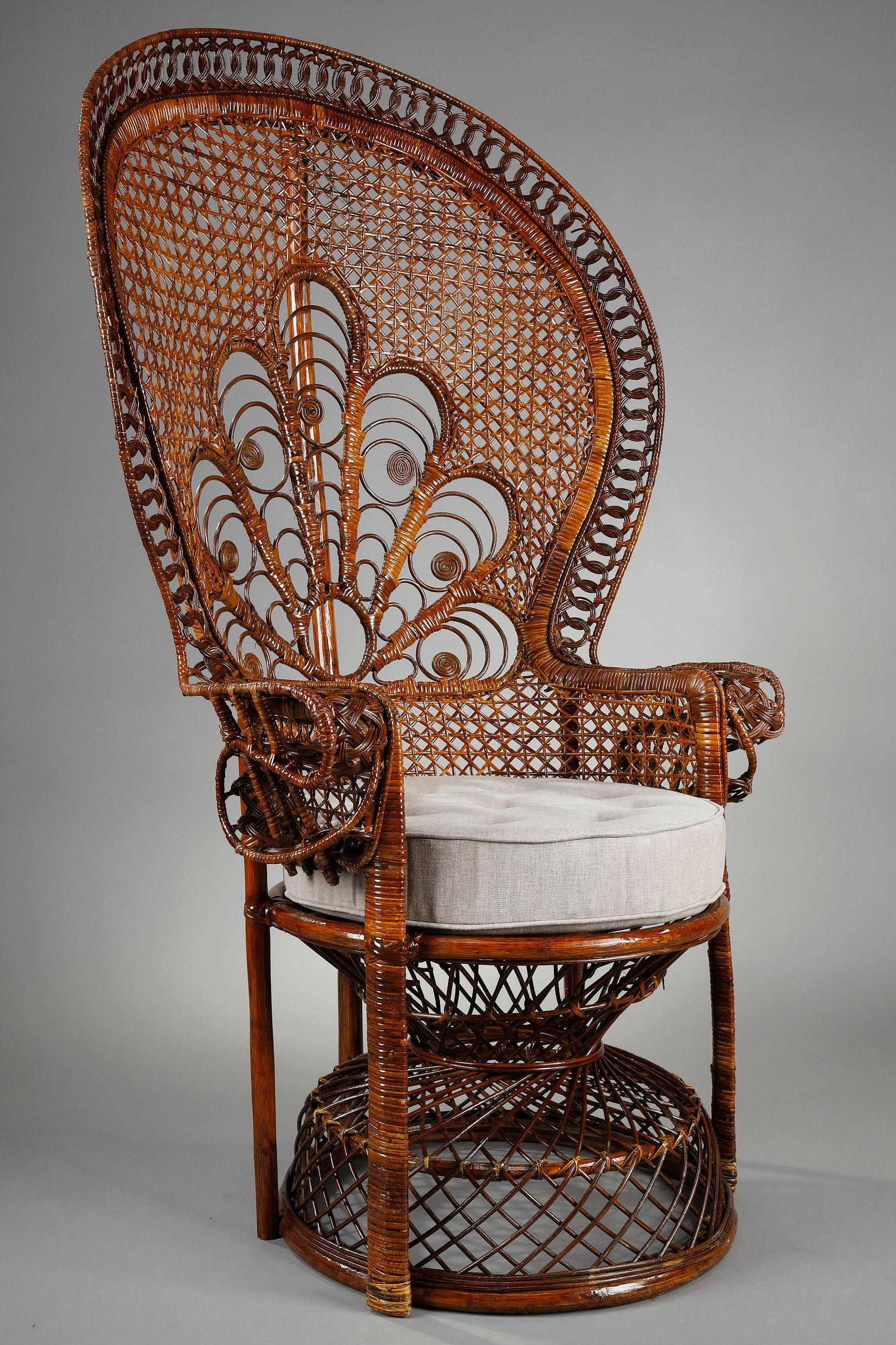 French Peacock Armchair Made in Rattan