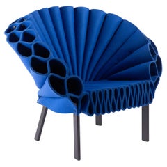 Peacock Armchair made of crumpled sheets of felt in Green by Dror for Cappellini