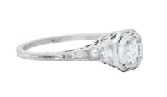 Peacock Art Deco 0.72 CTW Diamond Platinum Foliate Engagement Ring