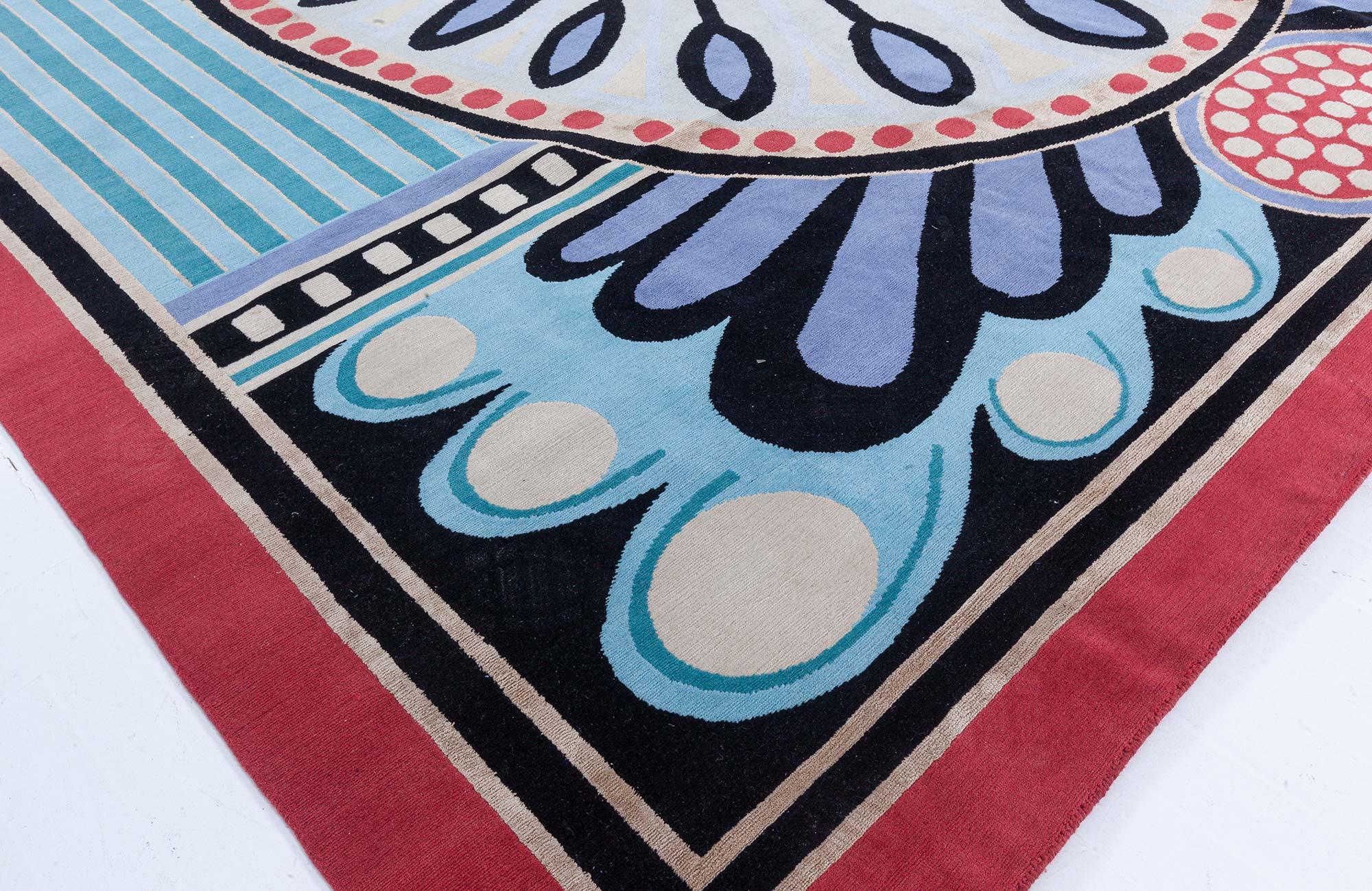 Peacock Art Deco Inspired Wool Rug by Doris Leslie Blau For Sale 4