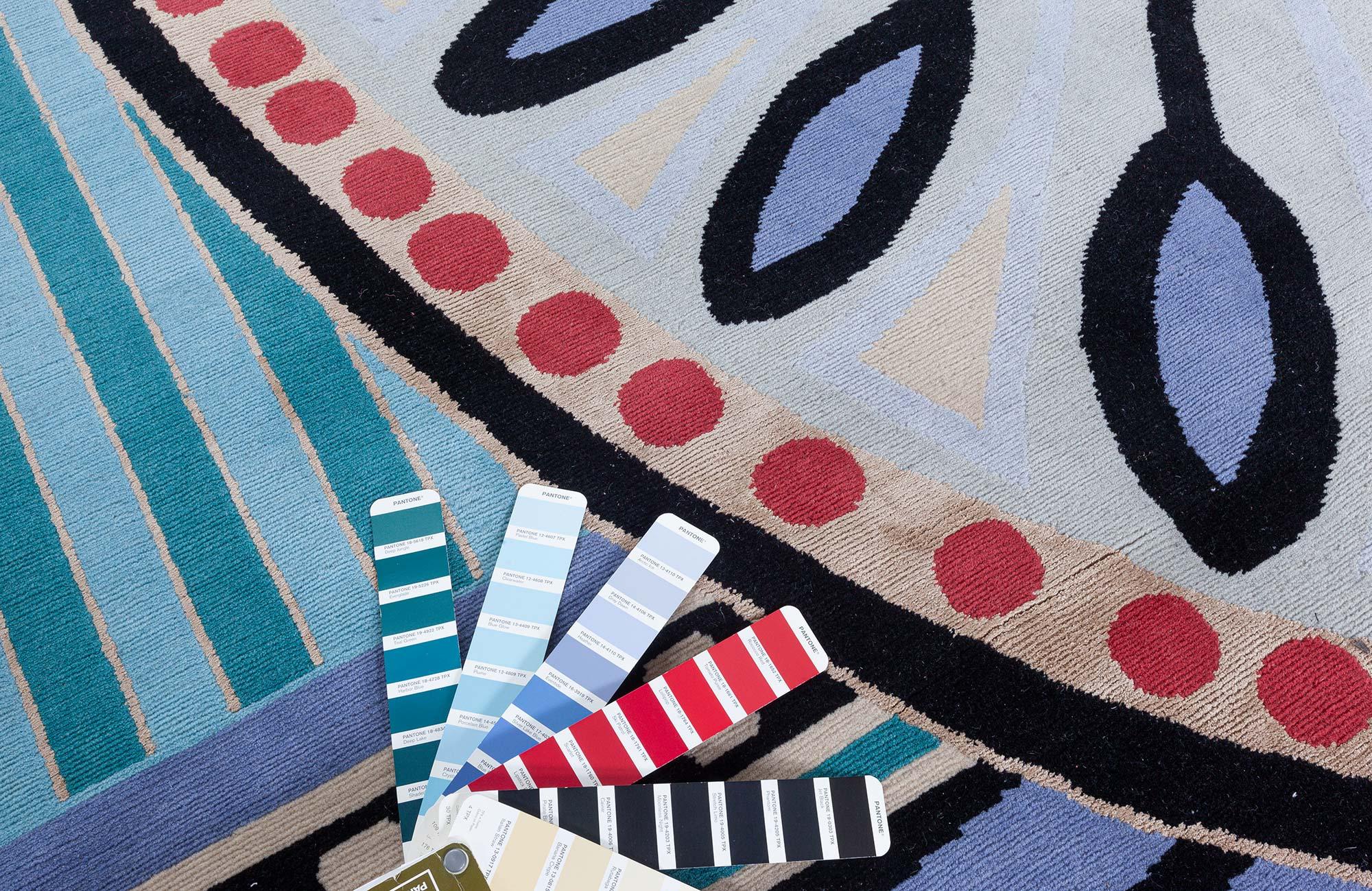 Art Déco Tappeto in lana ispirato al pavone Art Deco di Doris Leslie Blau in vendita