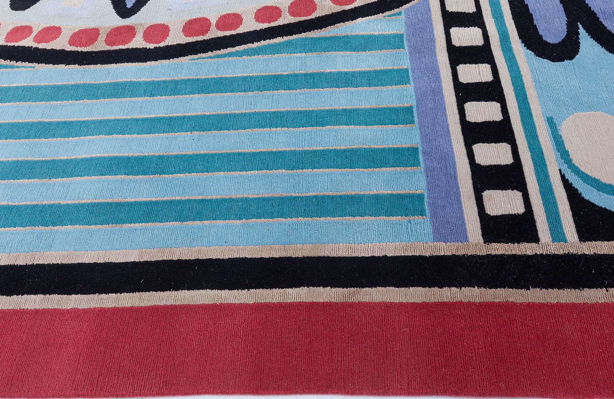 Contemporary Peacock Art Deco Inspired Wool Rug by Doris Leslie Blau For Sale