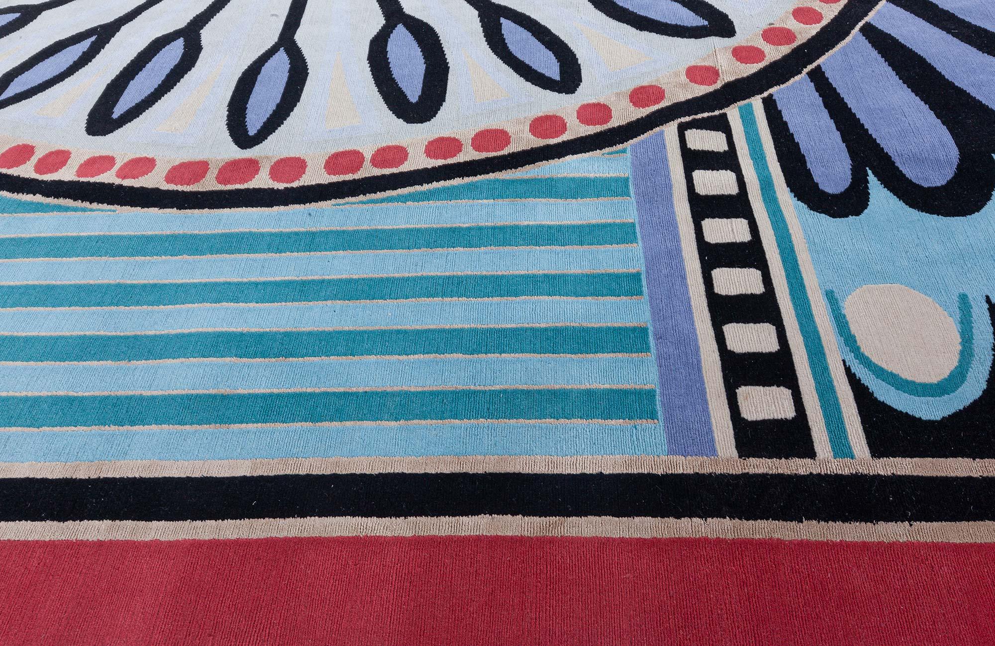 XXI secolo e contemporaneo Tappeto in lana ispirato al pavone Art Deco di Doris Leslie Blau in vendita