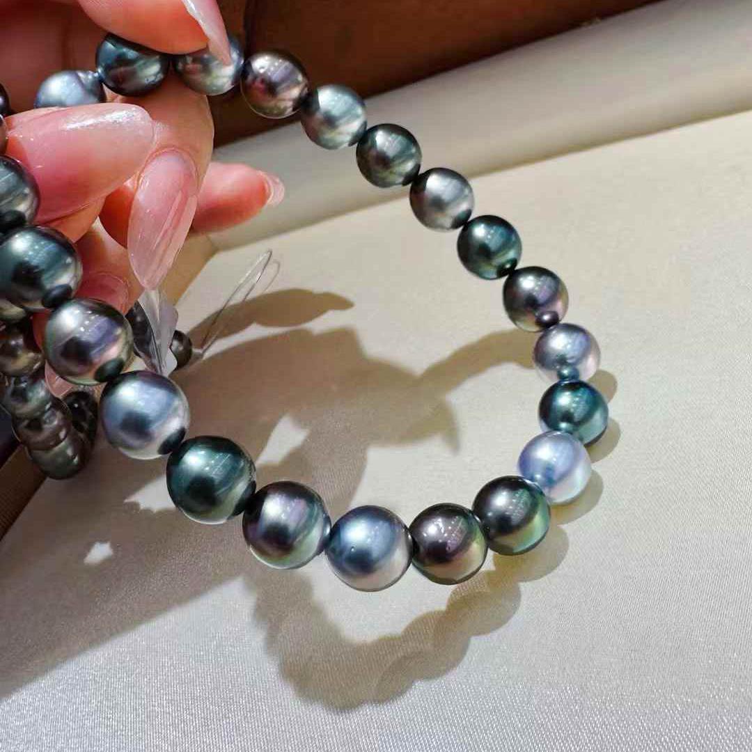 Collana di perle di Tahiti certificate Peacock Aurora PSL 3