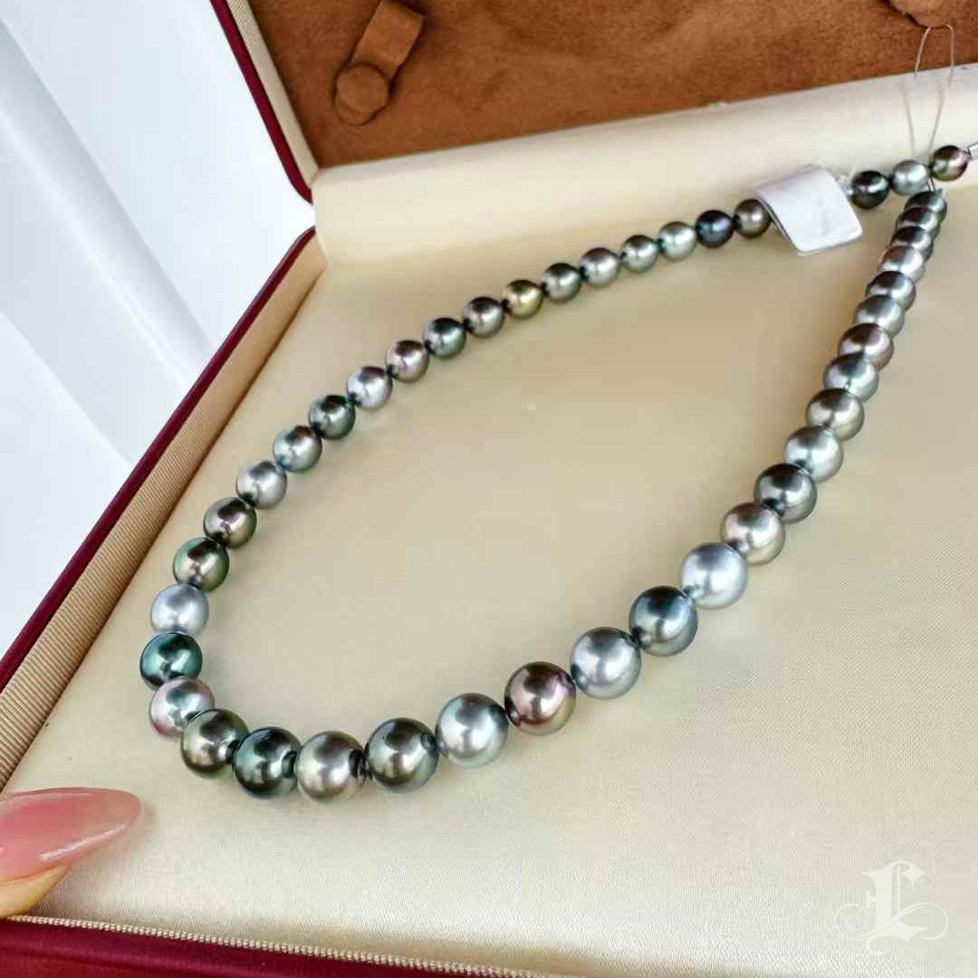 Collana di perle di Tahiti certificate Peacock Aurora PSL 4