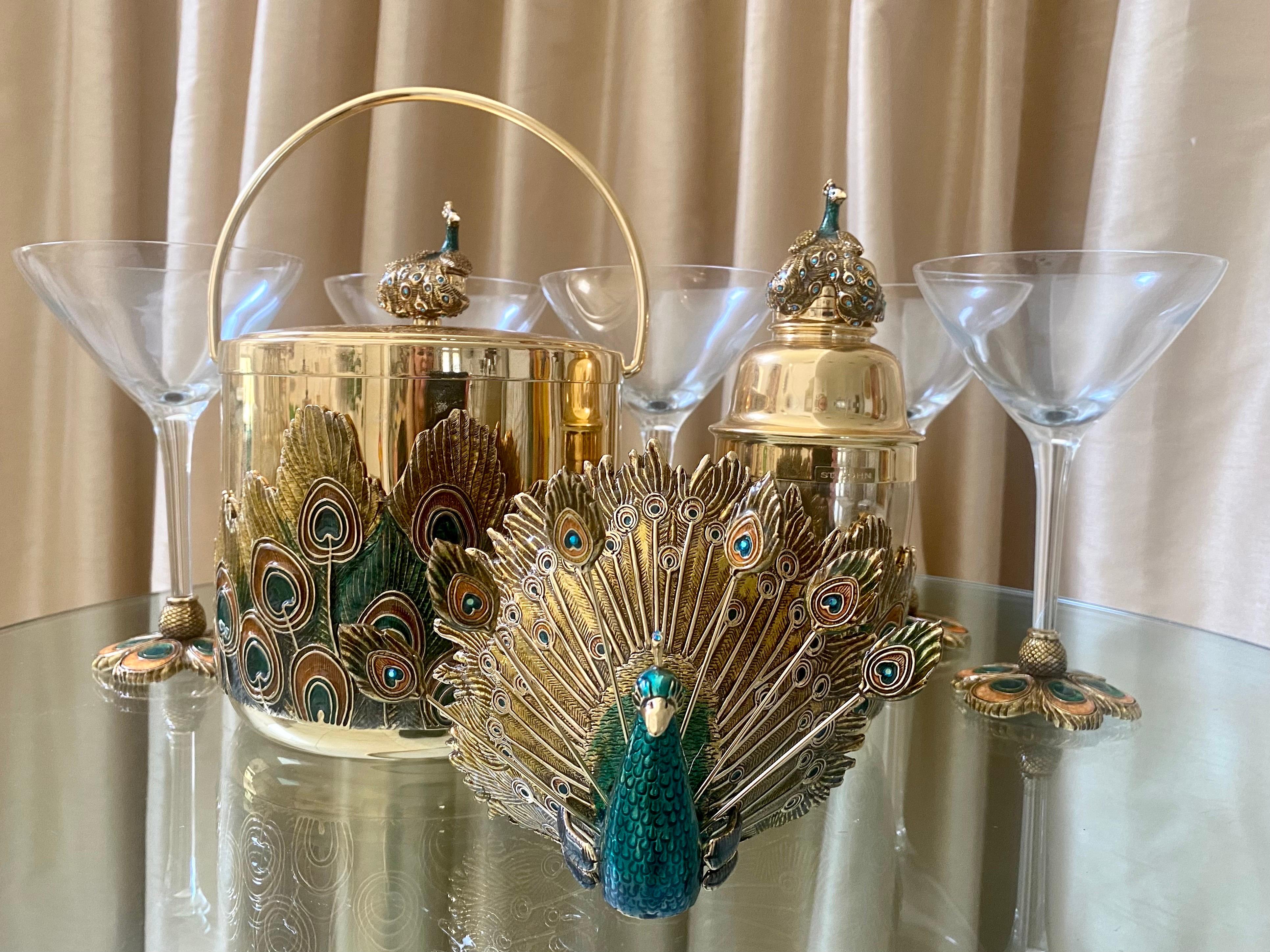Peacock Barware Set with Martini Glasses 5
