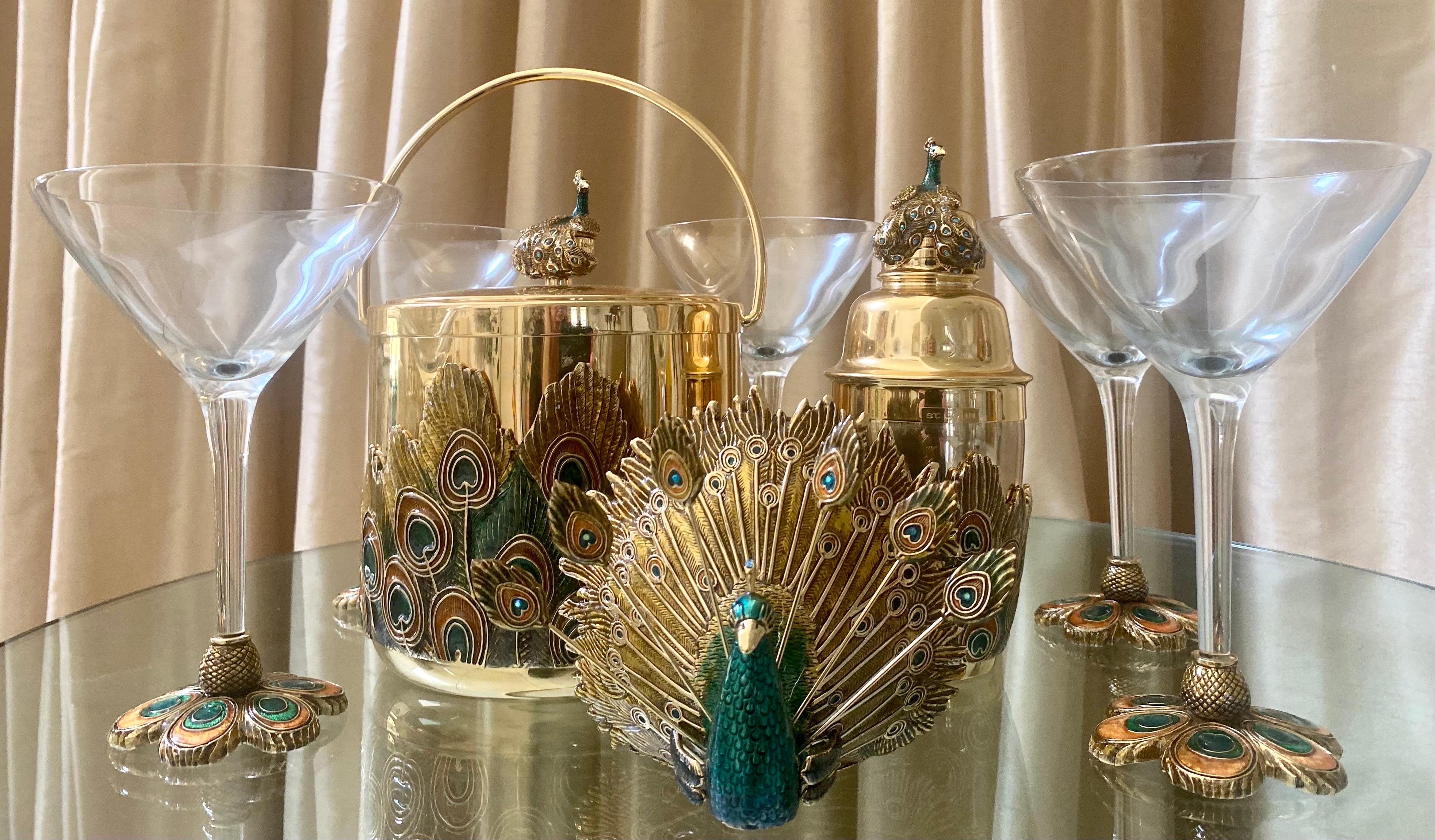 Peacock Barware Set with Martini Glasses 7