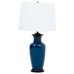 Vintage Peacock Blue Ceramic Table Lamp