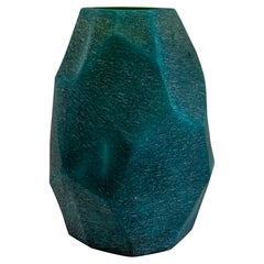 Peacock Blue Glass Vase, China, Contemporary