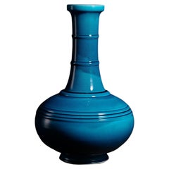 Peacock Blue Monochrome String Vase by Shi Jie Weng, 2024