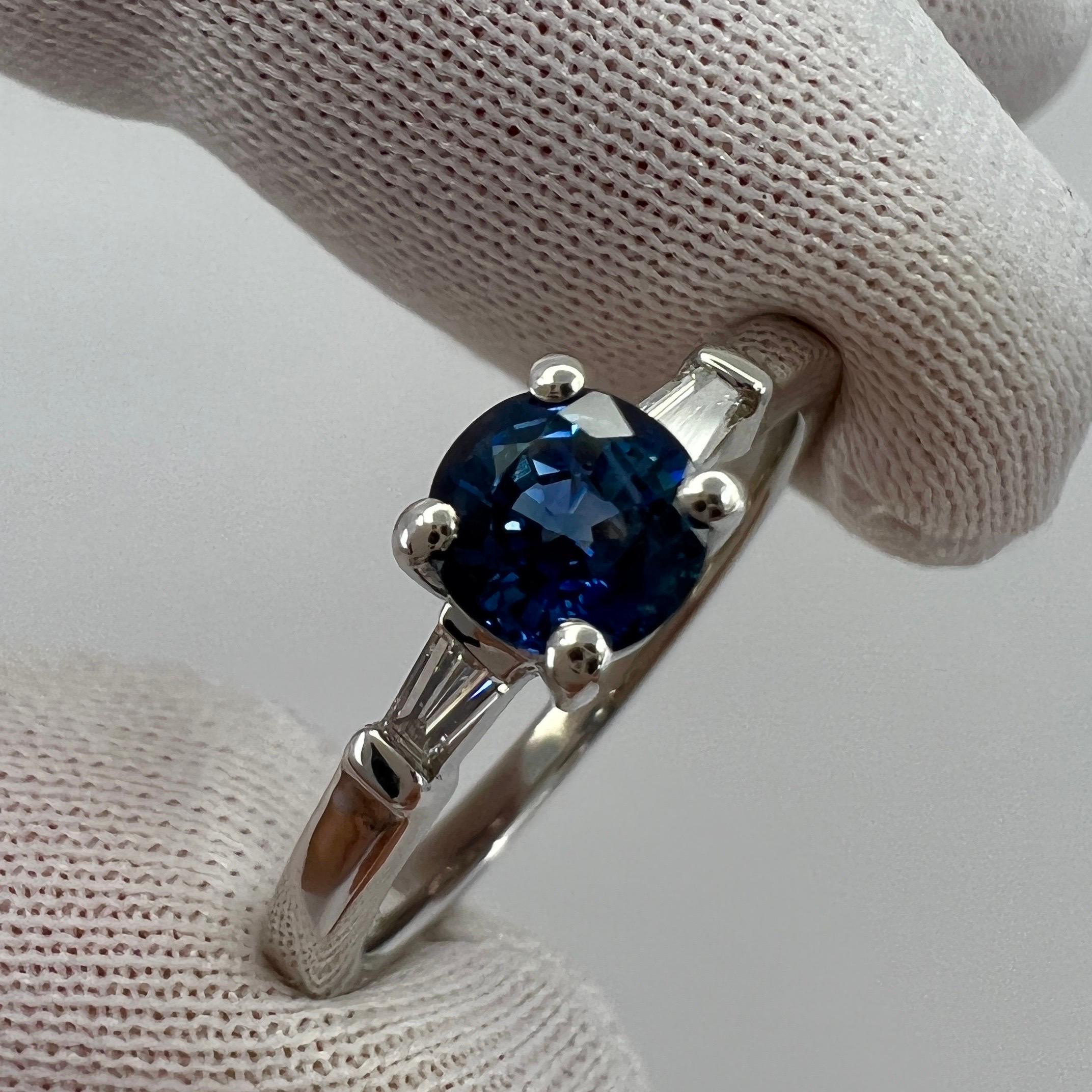 blue diamond baguette ring