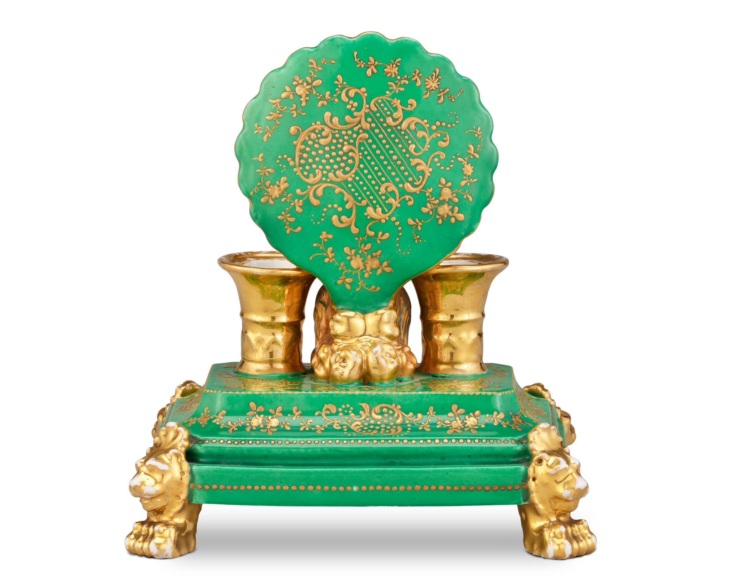 Rococo Peacock Candle Holder by Jacob Petit For Sale