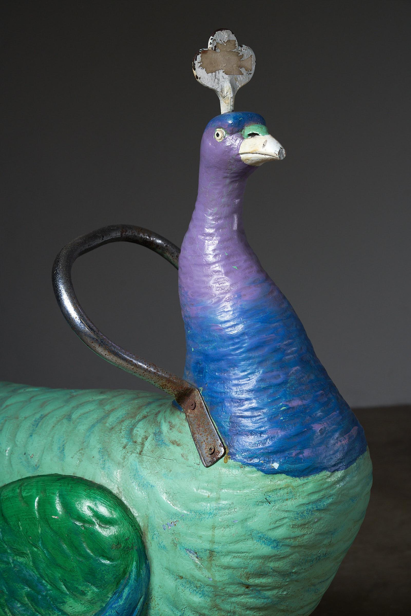 Peacock Carved Wooden Carousel Figure: Antique In Good Condition For Sale In Mortsel, BE
