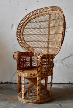 Peacock Chair, 1970s, Handcrafted, "Emanuelle" Wicker
