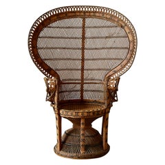 Peacock Chair, 1970s, Handcrafted, "Emanuelle" Wicker