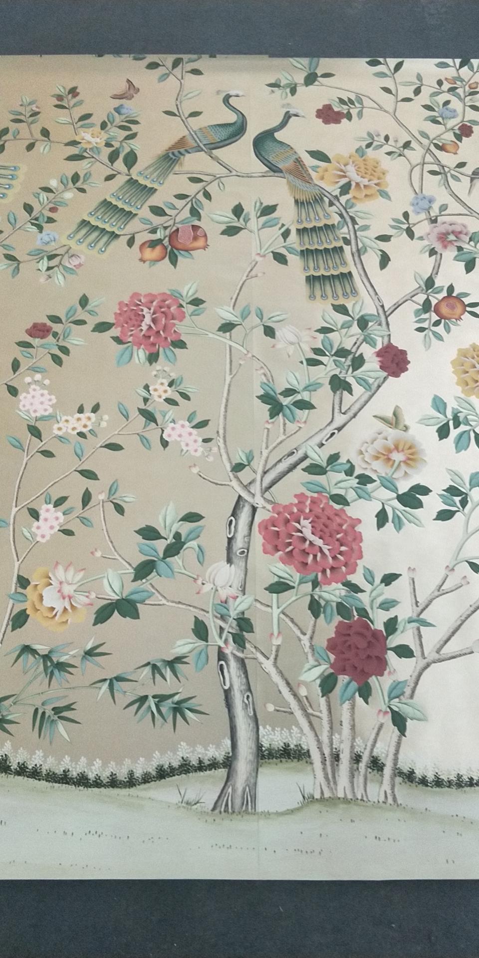 chinoiserie peacock wallpaper