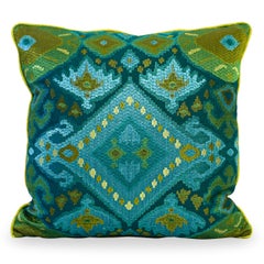 Peacock Color Ikat Inspired Throw Pillows