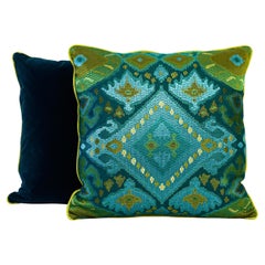 Peacock Color Ikat Inspired Throw Pillows