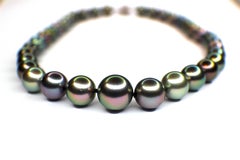 GEMOLITHOS Peacock Color, Tahiti Culture Pearl Necklace, Modern