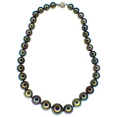 GEMOLITHOS Peacock Color, Tahiti Culture Pearl Necklace, Modern