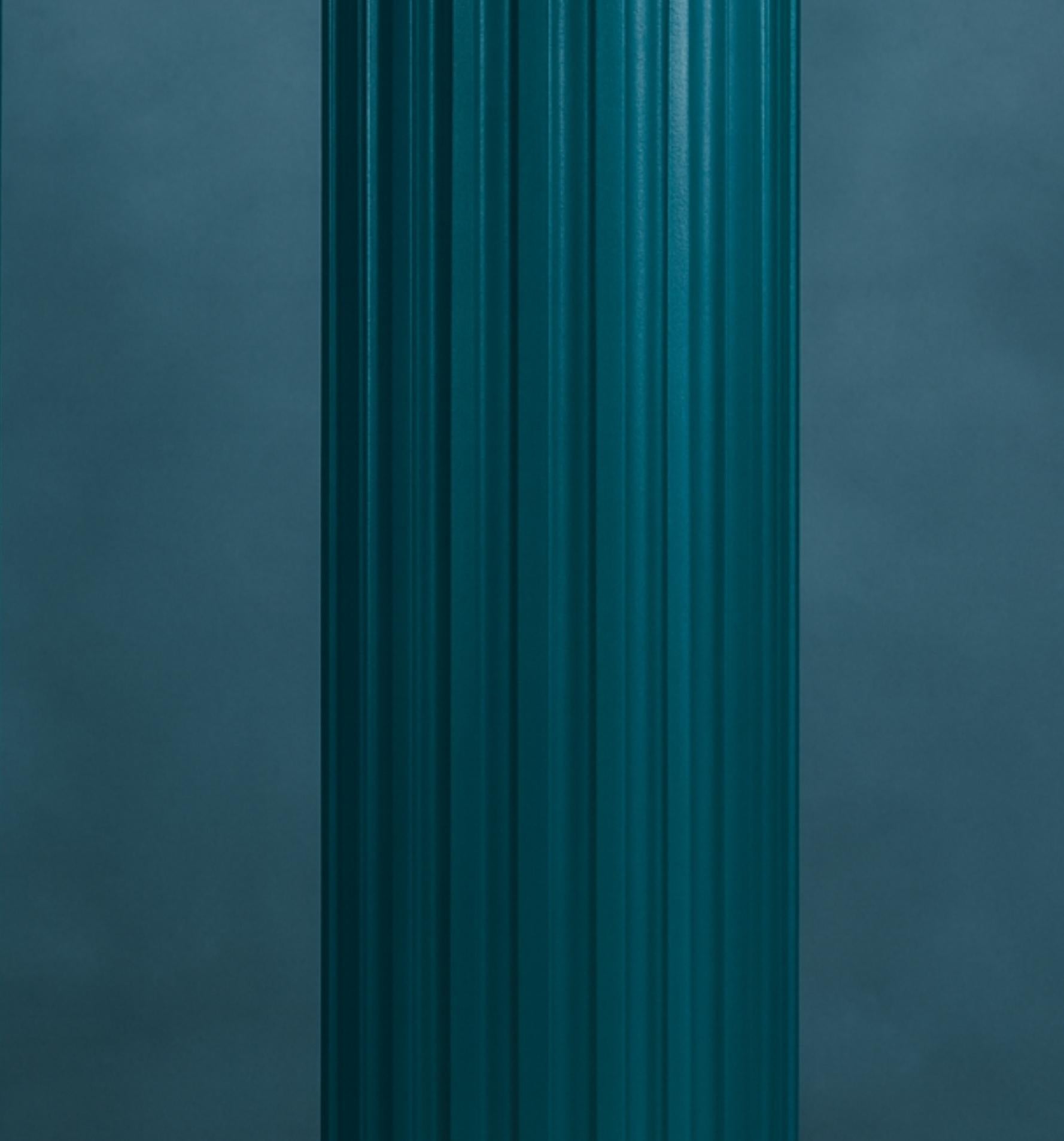 Blue Peacock Color Wood Column, Louis Philippe Style, 19th Century In Good Condition For Sale In Lisbon, PT
