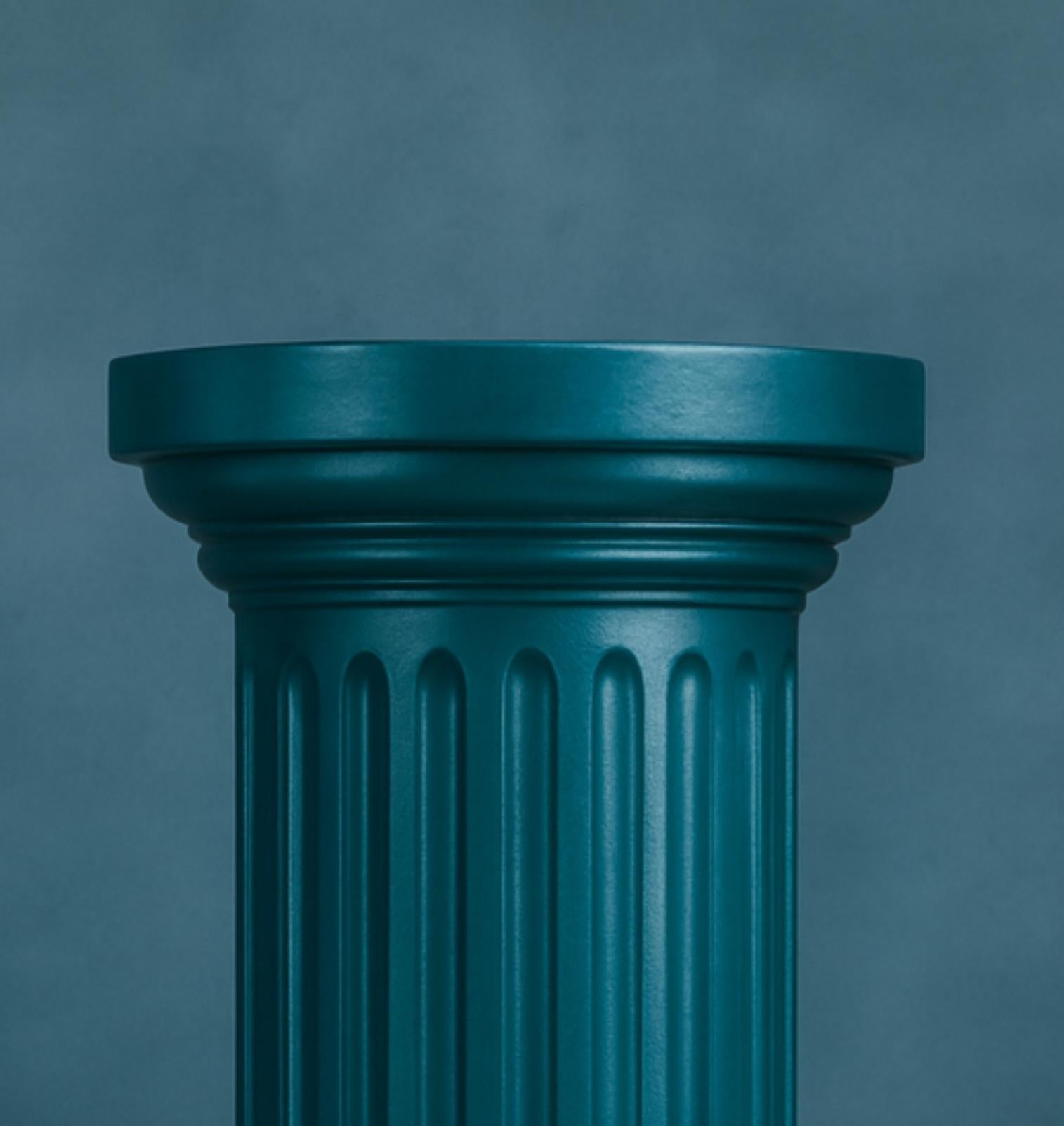 Blue Peacock Color Wood Column, Louis Philippe Style, 19th Century For Sale 1