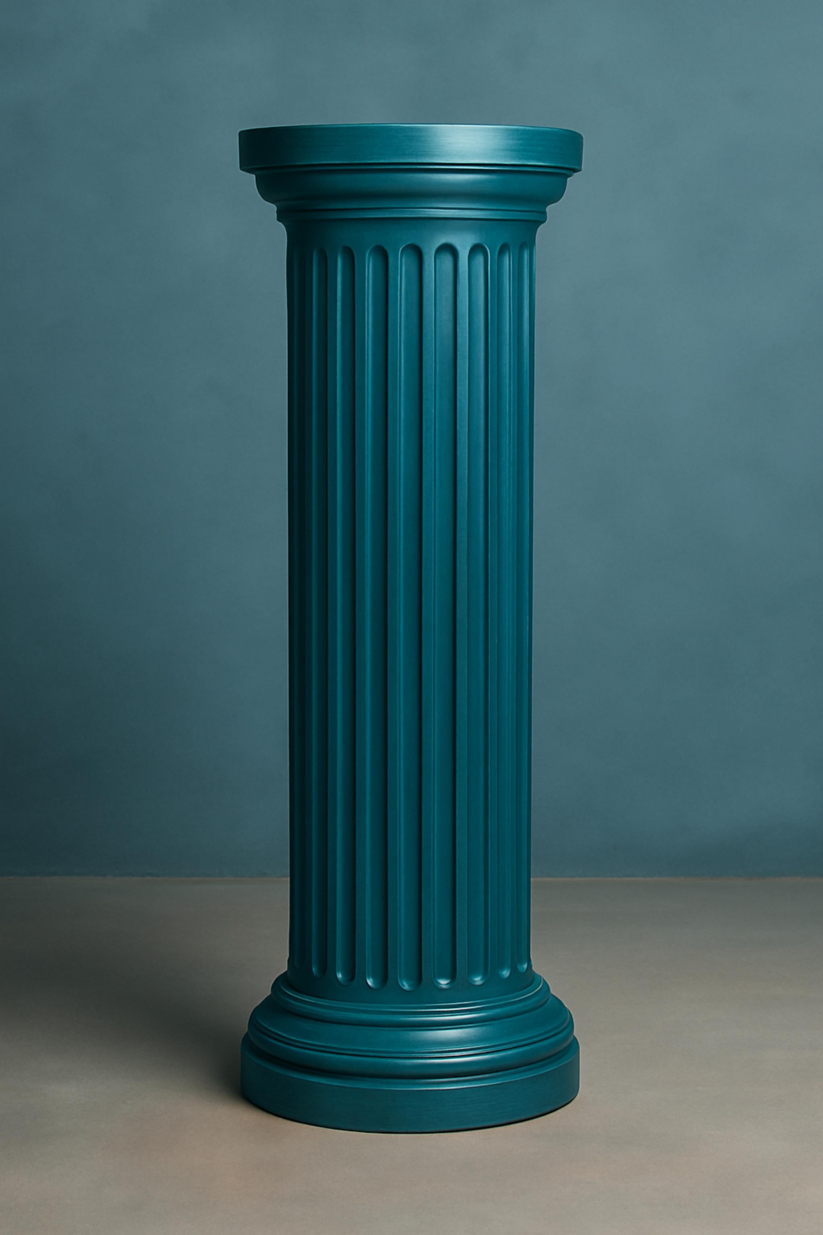 Blue Peacock Color Wood Column, Louis Philippe Style, 19th Century For Sale 2