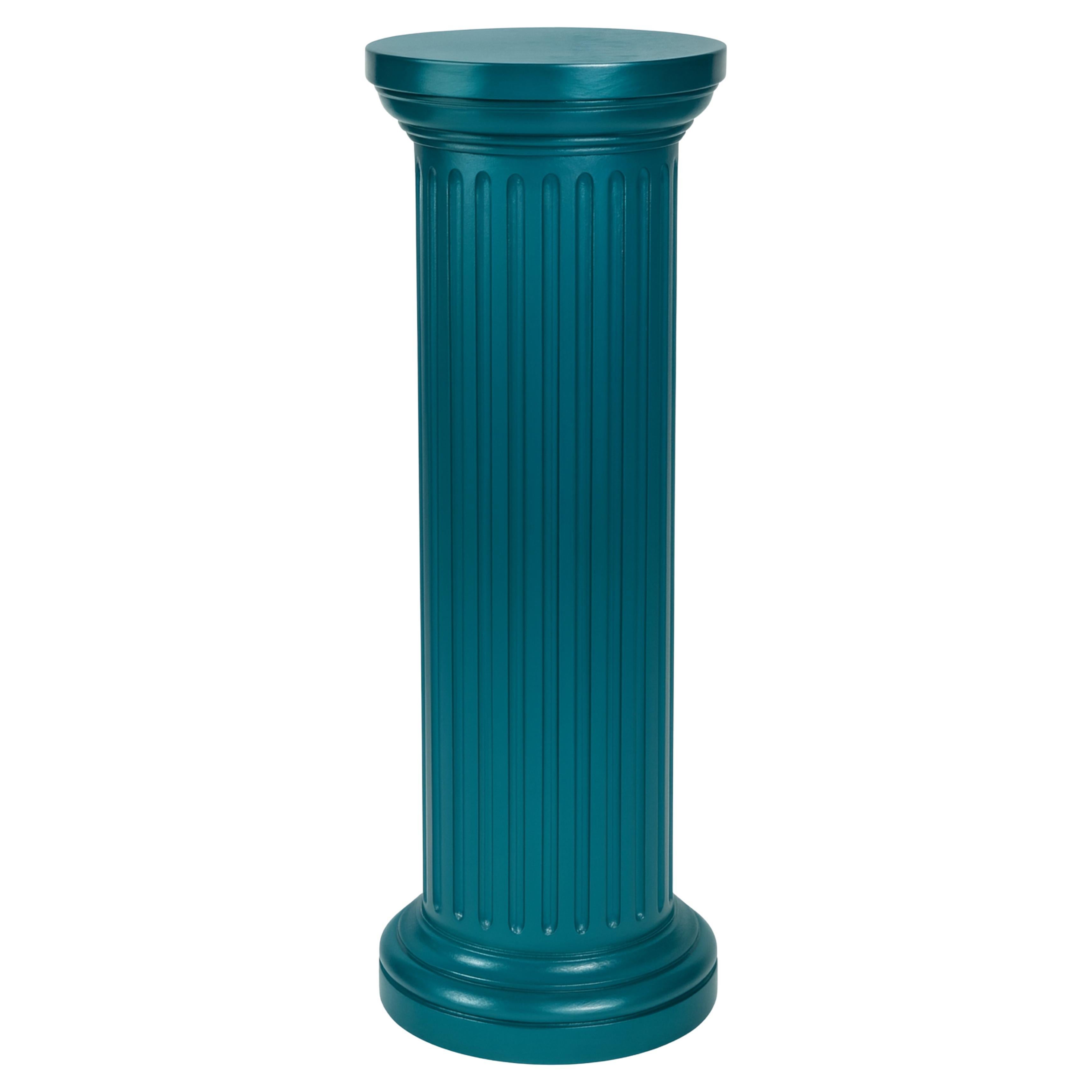 Blue Peacock Color Wood Column, Louis Philippe Style, 19th Century For Sale
