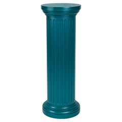 Antique Blue Peacock Color Wood Column, Louis Philippe Style, 19th Century