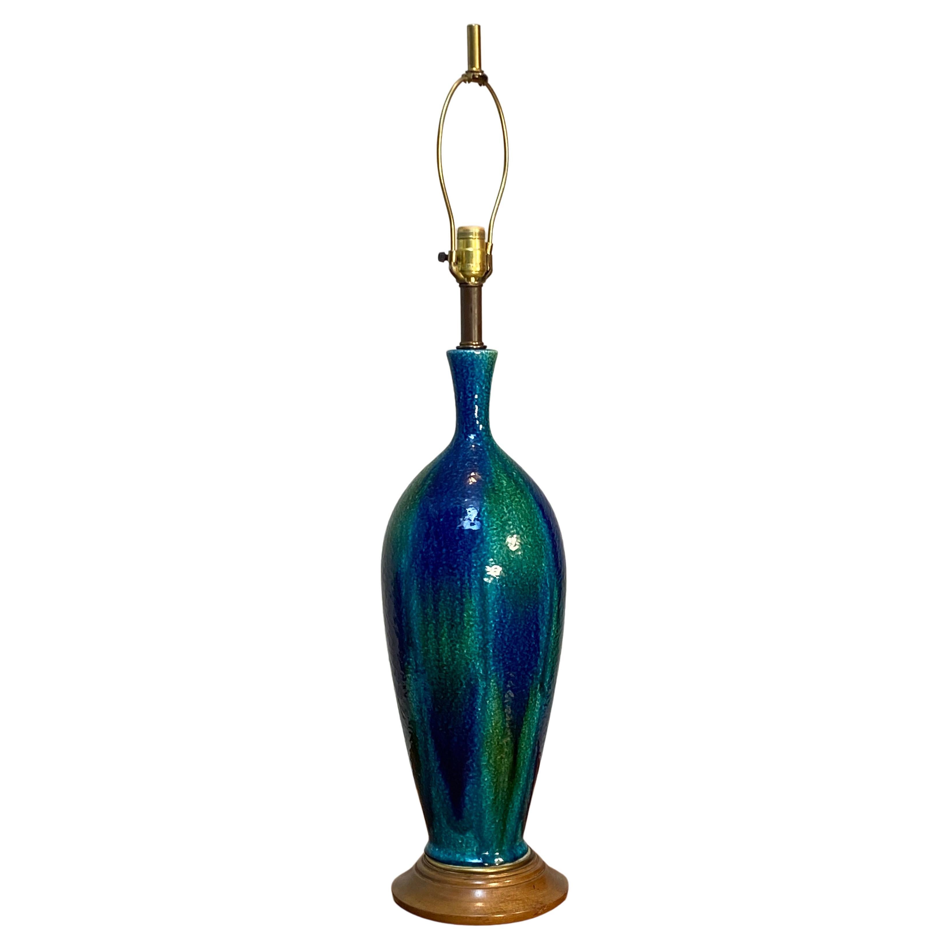 Peacock Colors Large Table Lamp For Sale