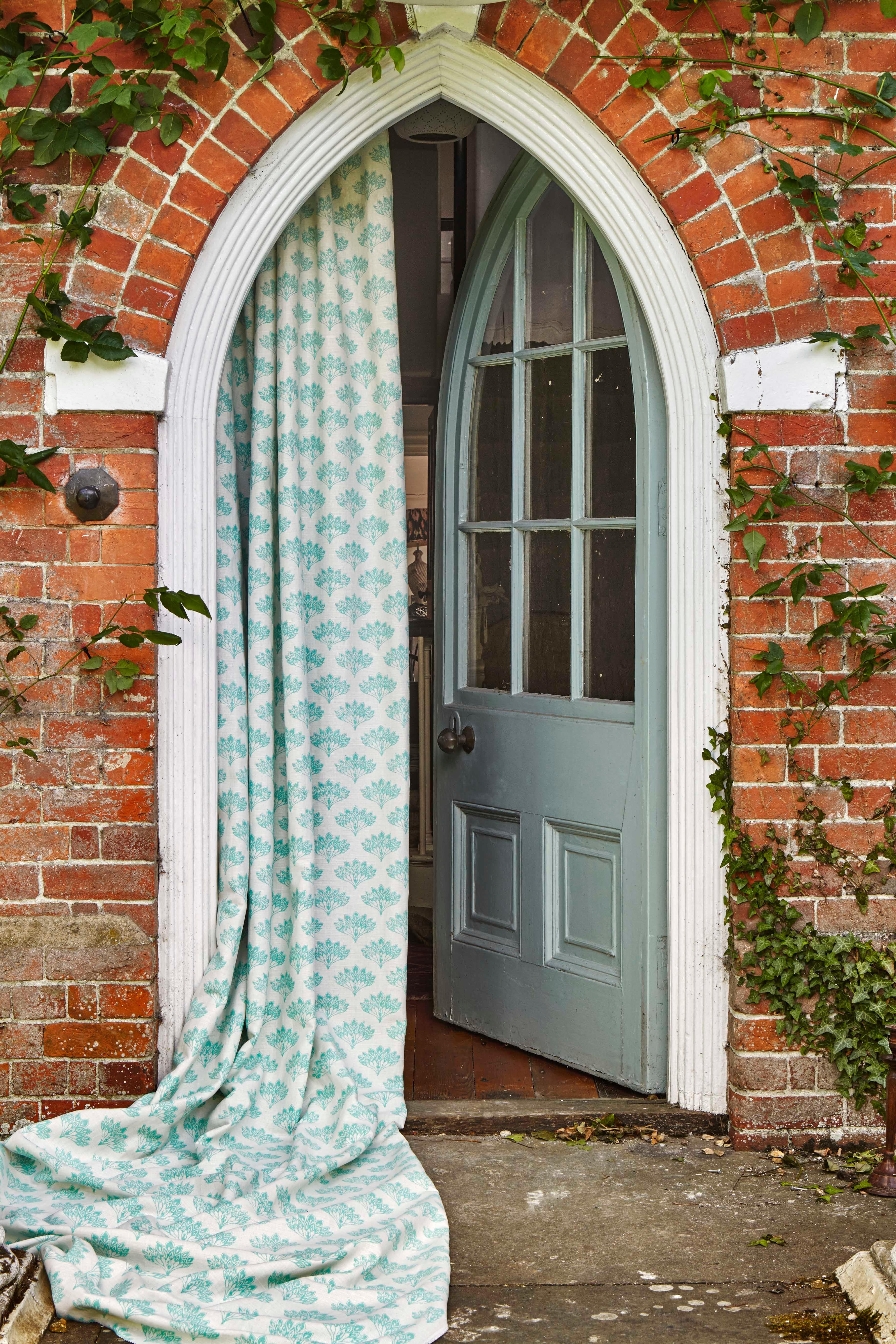 'Peacock' Contemporary, Traditional Fabric in Teal In New Condition For Sale In Pewsey, Wiltshire