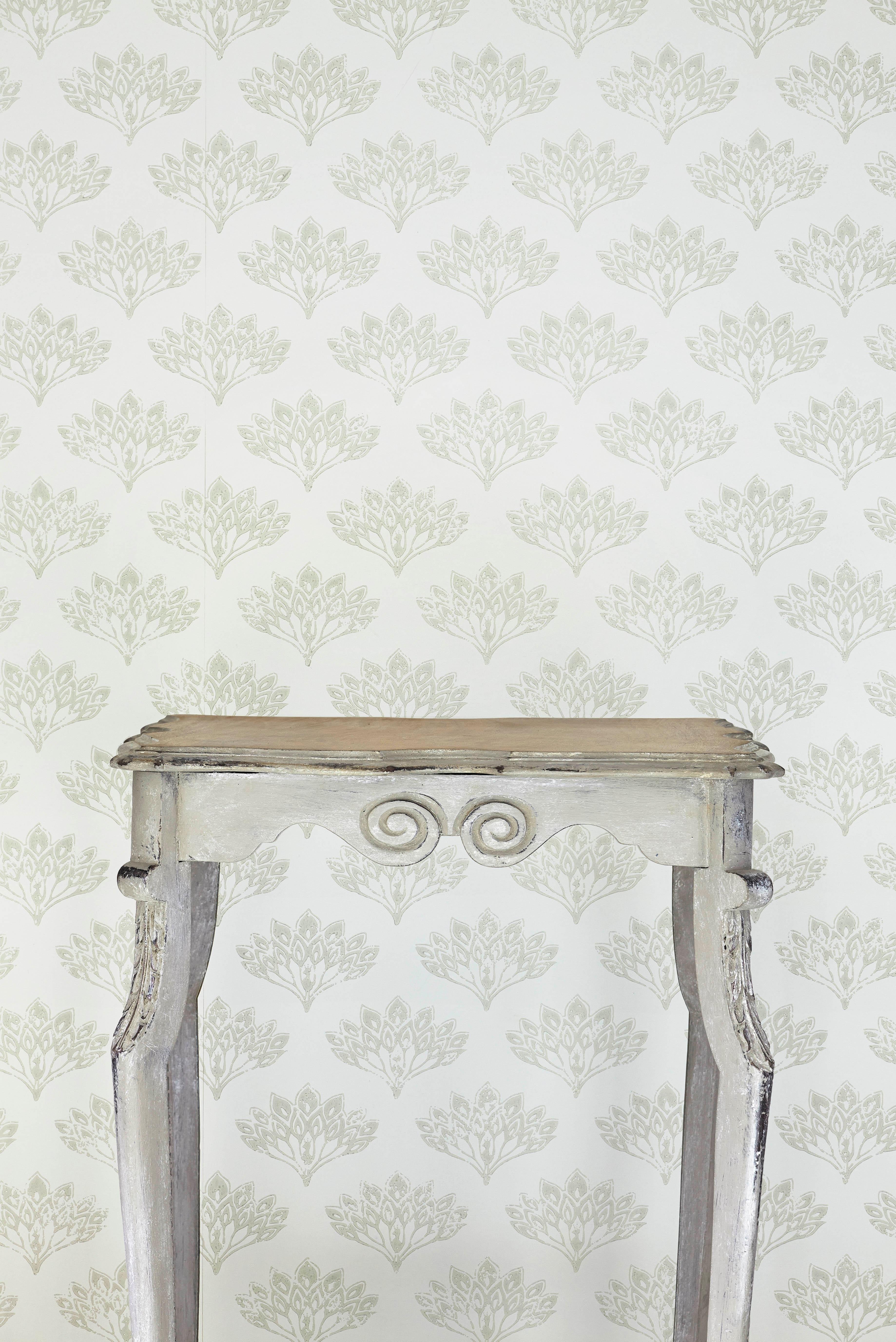 British 'Peacock' Contemporary, Traditional Wallpaper in Grey For Sale