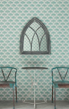 'Peacock' Contemporary, Traditional Wallpaper in Teal