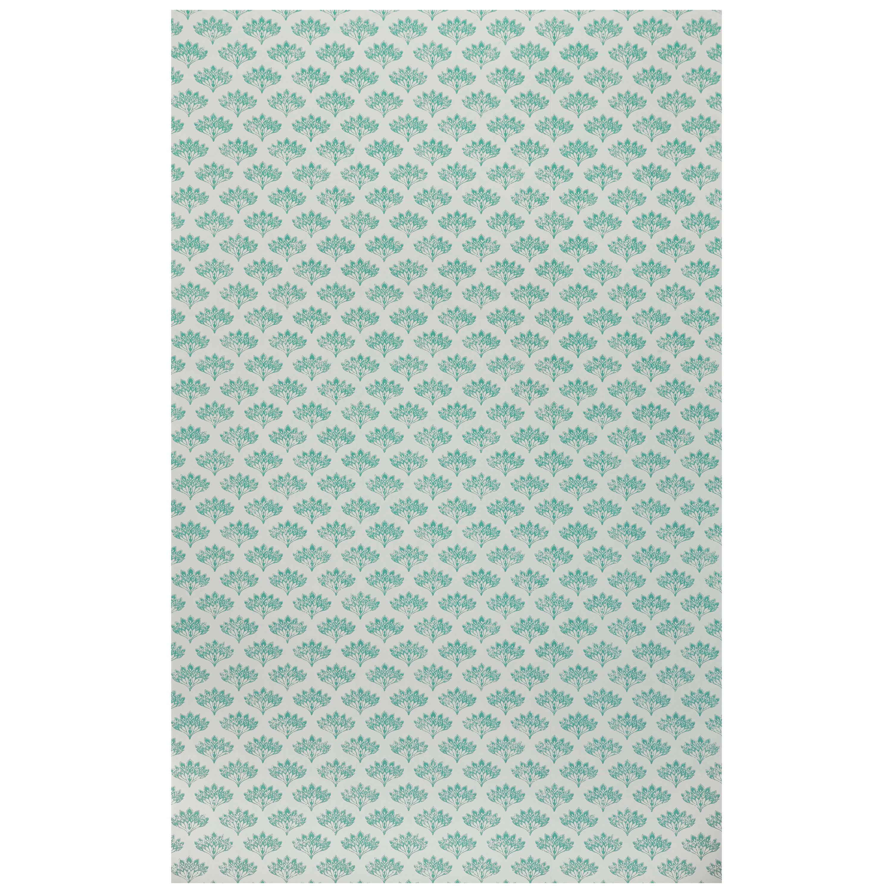 'Peacock' Contemporary, Traditional Wallpaper in Teal For Sale