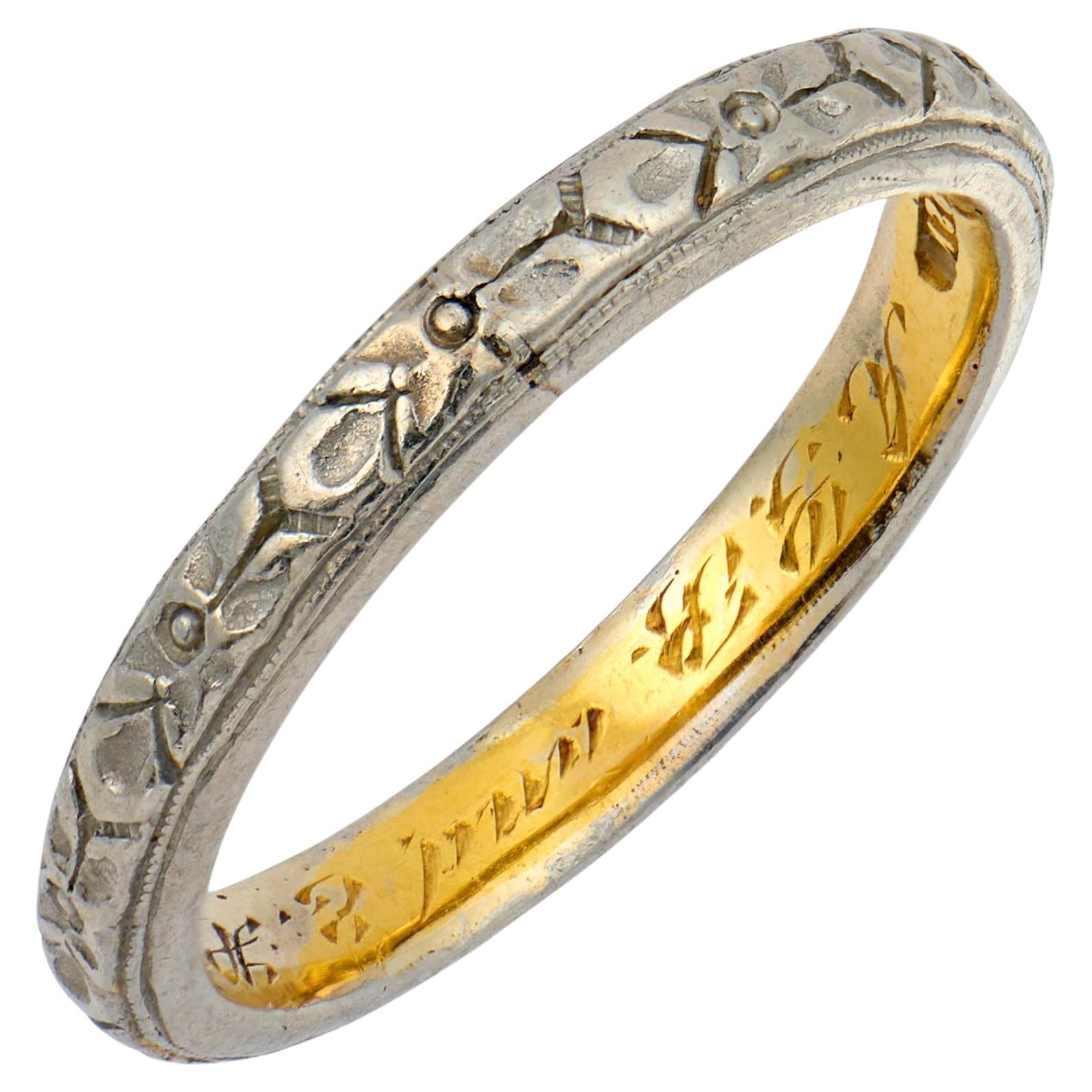 PEACOCK Edwardian 22k/Platinum Band For Sale