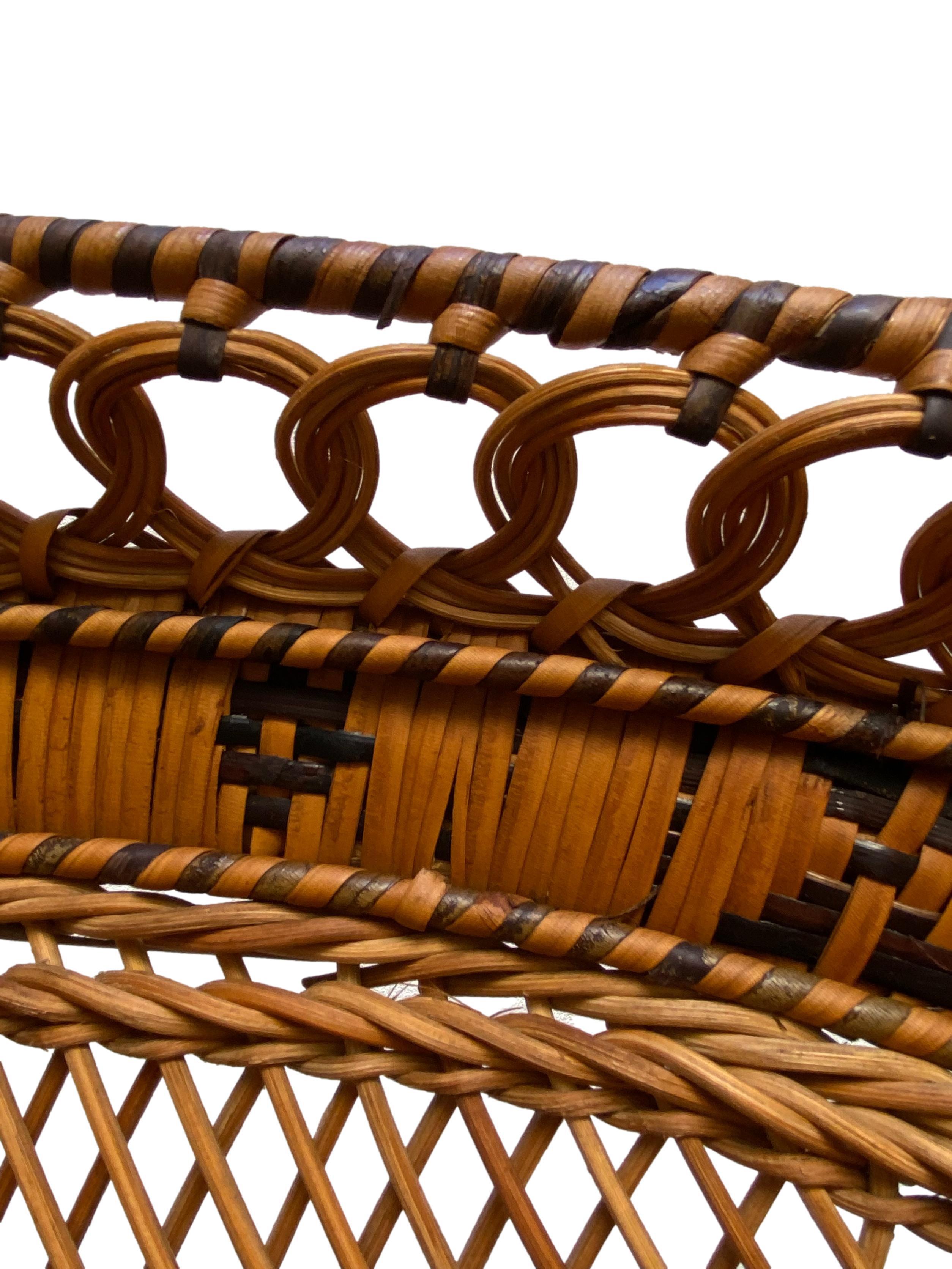 Mid-20th Century Peacock Emmanuelle High Back Wicker Throne Armchair