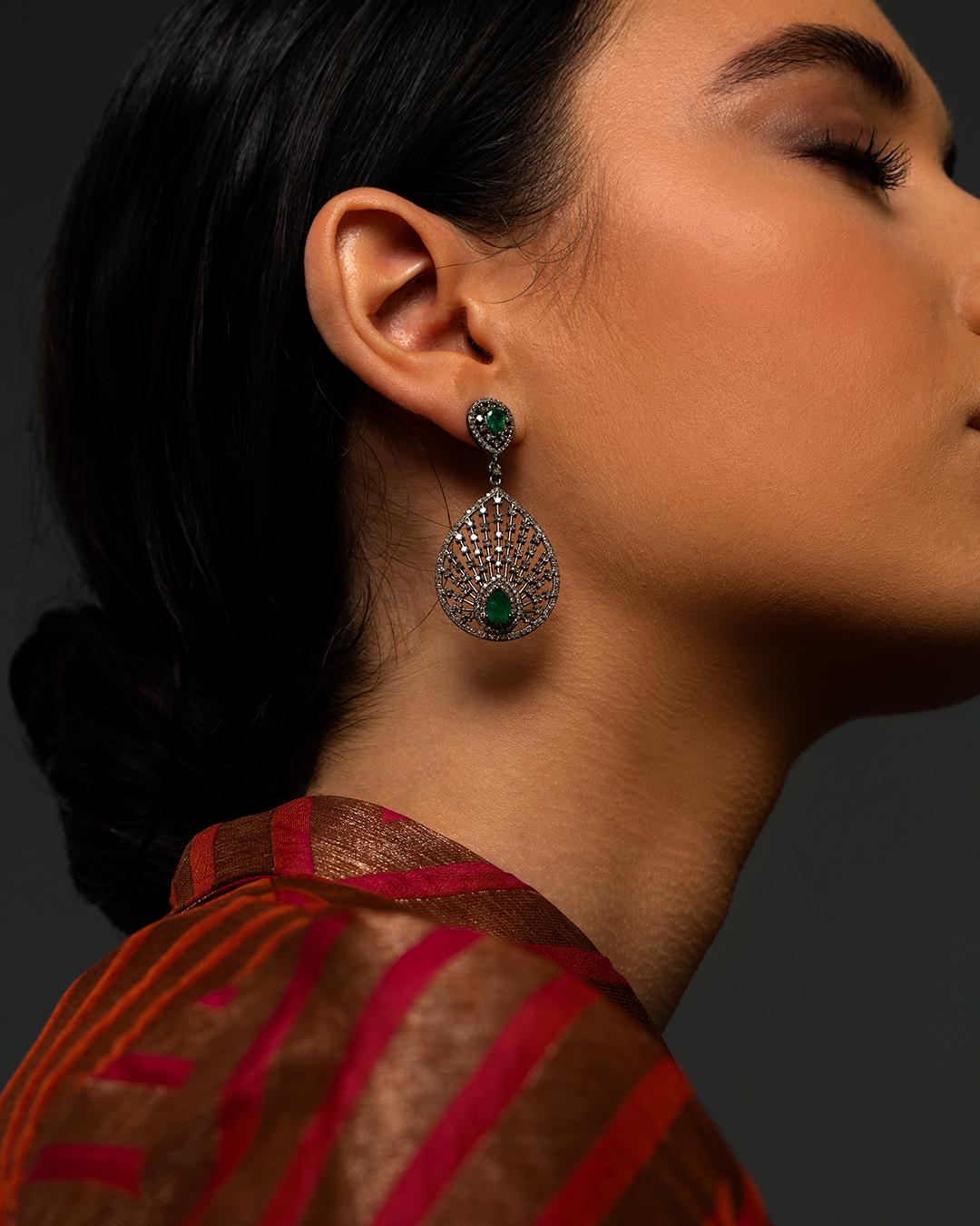 peacock diamond earrings