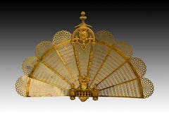 Peacock Fan Style Fireplace Screen, Bronze, 19th Century