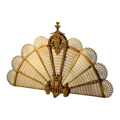 Peacock Fan Style Fireplace Screen, Bronze, 19th Century