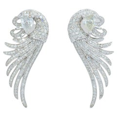 Peacock Feather Natural Diamond Earrings in 14K Solid Gold (Certified) Peacock Feather Natural Diamond Earrings in 14K Solid Gold (Certified)