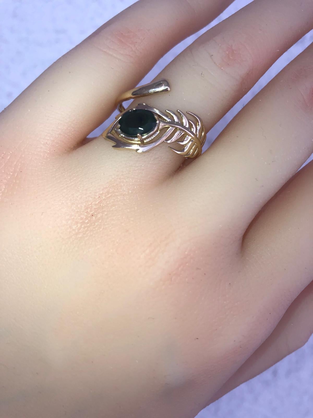 For Sale:  Peacock Feather Opal 14k gold ring 8