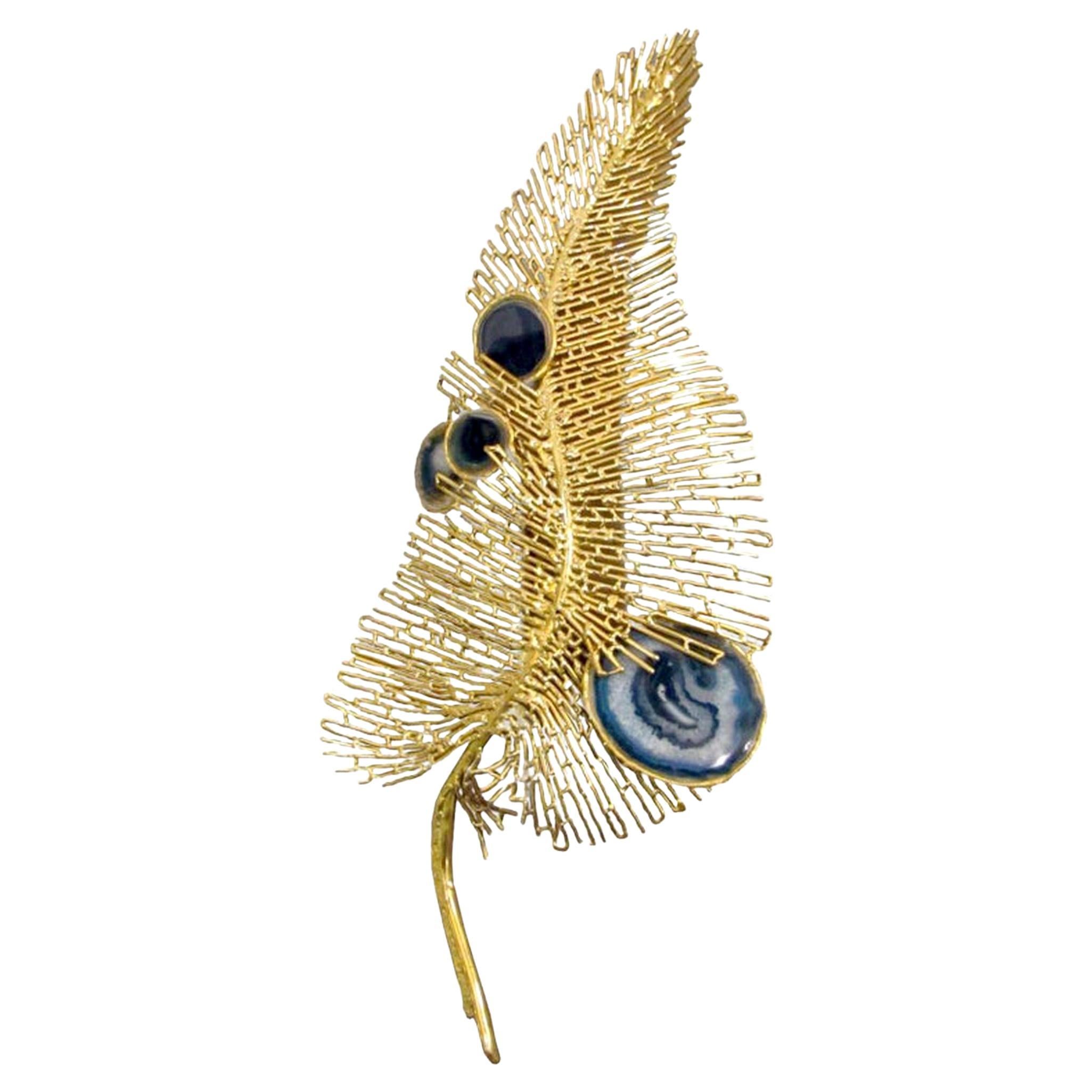 Lámpara de pared "Pluma de pavo real", de Isabelle Masson-Faure, Francia, hacia 1980 en venta