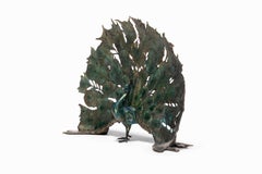 "PEACOCK" Franz Bergmann - Bronze coulé peint à froid d'Autriche