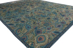'Peacock' Hand-Knotted Tibetan Rug Made in Nepal by New Moon Rugs