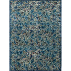 'Peacock' Hand-Knotted Tibetan Rug Made in Nepal by New Moon Rugs