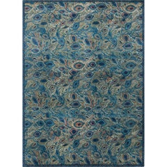 'Peacock' Hand-Knotted Tibetan Rug Made in Nepal by New Moon Rugs