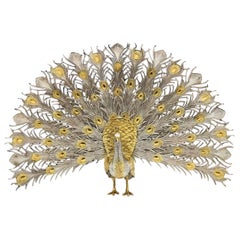 Peacock in silver with gold in perfect shape