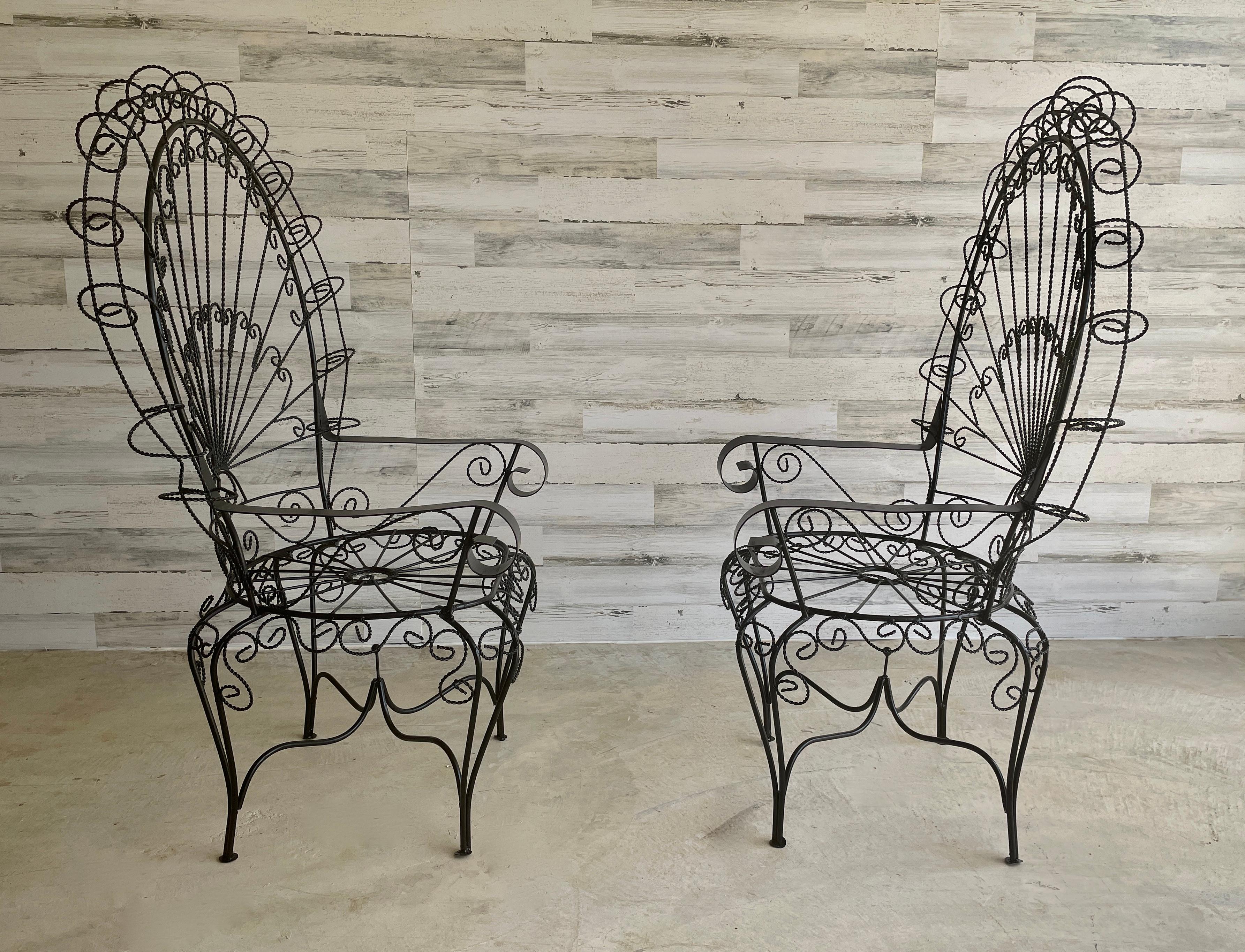 Modern Peacock Iron Patio Chairs  For Sale